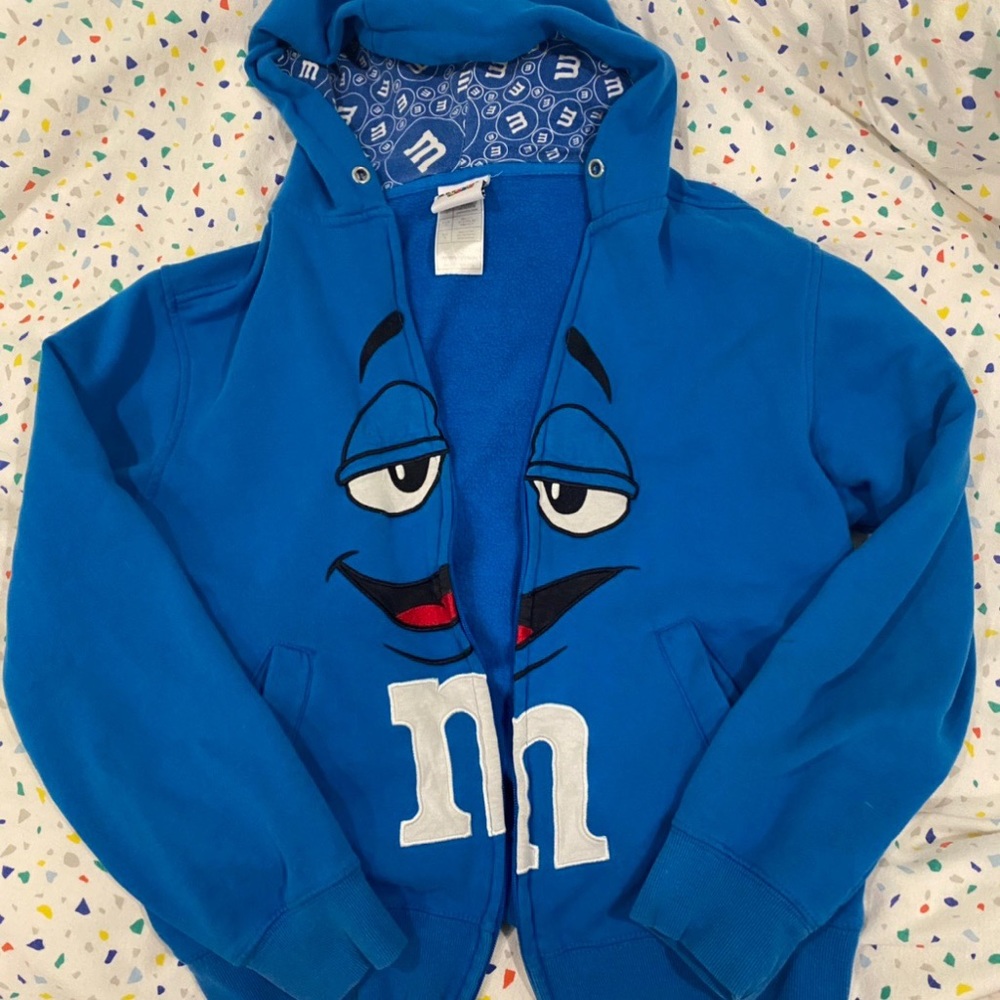 💙blue m&m zip up hoodie💙
